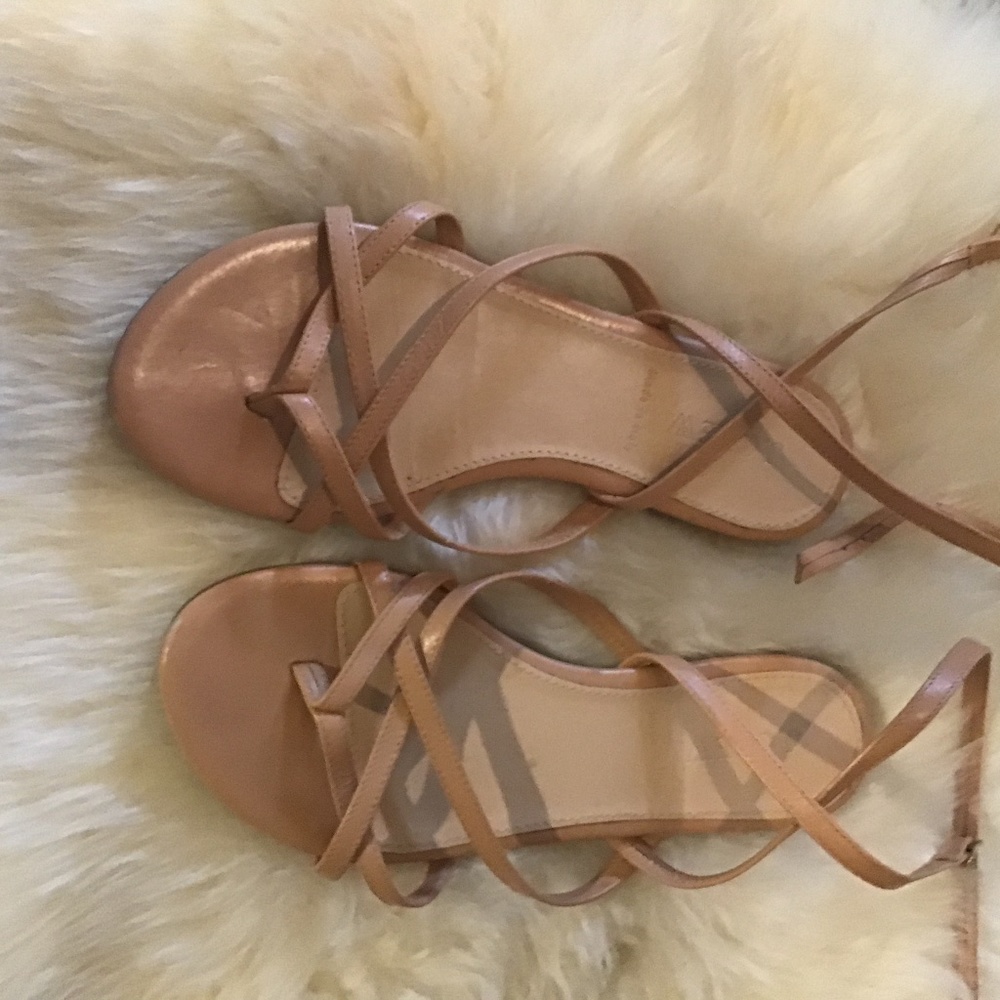 JCrew ankle strap leather sandals . Made in Italy . Sand colour.